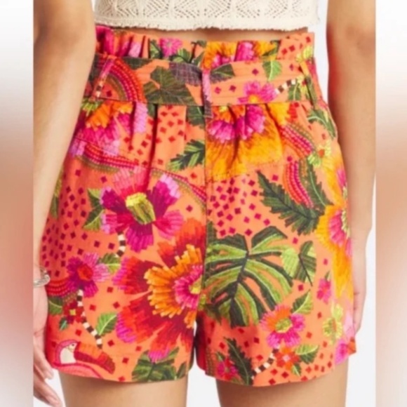 Farm Rio Blooming Garden Orange Shorts Size S - NWT - Picture 2 of 16